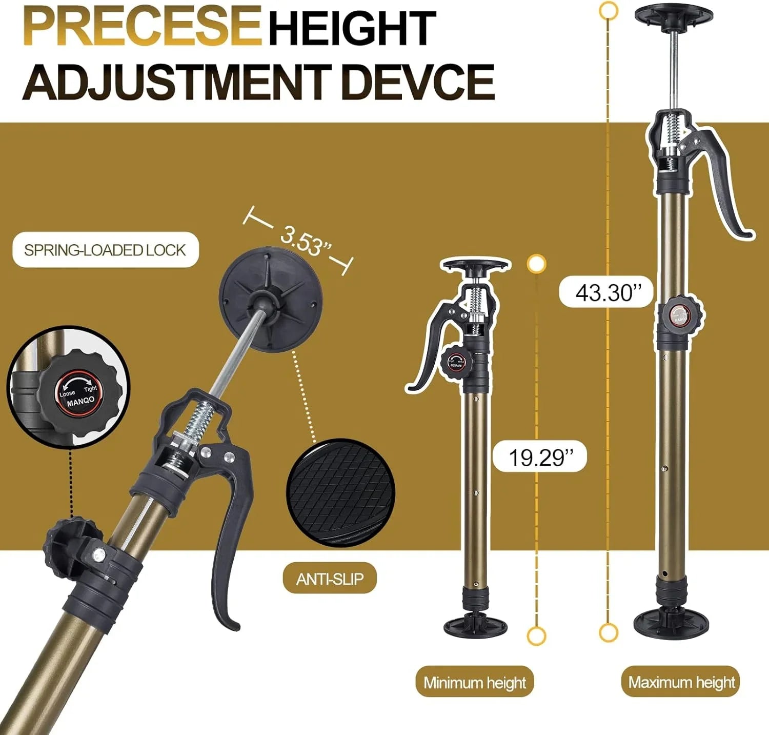 MANQO Adjustable Cabinet Jack Support Pole Set 49–110cm – 2 Piece 3rd Hand Support System