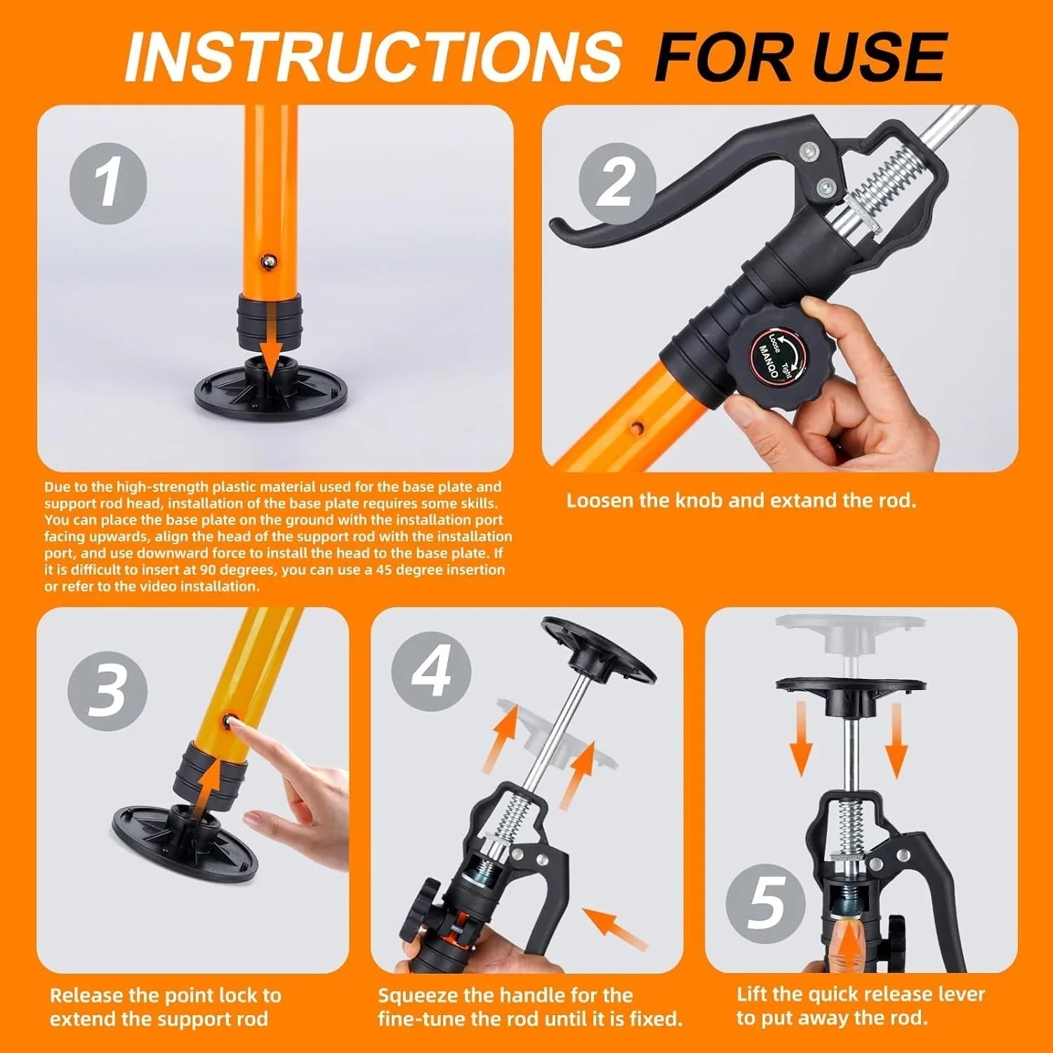 MANQO Adjustable Cabinet Jack Support Pole 115–290cm – 3rd Hand Support System